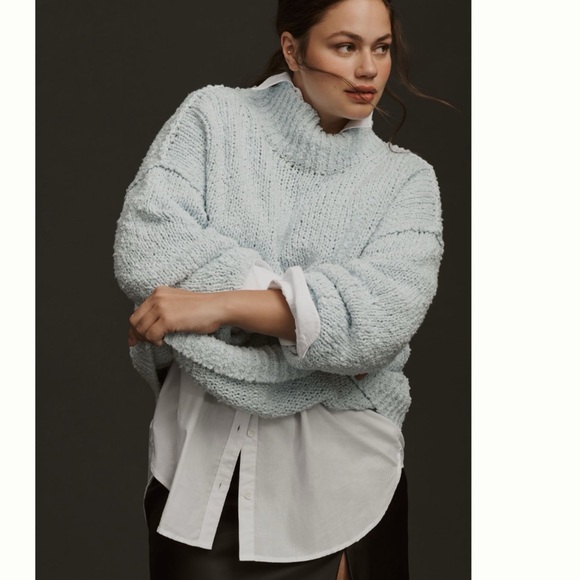 NWT Anthropologie The Need-lt Oversized Mock Neck Sweater XL - Picture 9 of 12